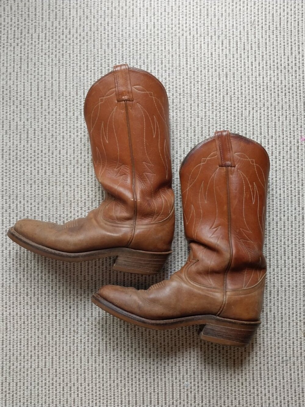 Tony Lama Western Boots Womens 7.5 D Tan Brown Leather Pointy Embroidery Cowgirl - Picture 5 of 15